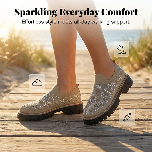 Mocasines sin cordones con pedrería brillante para mujer