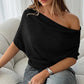 📢📢Descuento del 60 % por tiempo limitado👚 Top asimétrico de manga murciélago con hombros descubiertos para mujer: elegancia dramática y comodidad suave 🦇✨