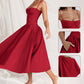 Vestido midi tipo corsé plisado con tirantes finos y bolsillo