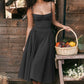 Vestido midi tipo corsé plisado con tirantes finos y bolsillo