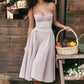 Vestido midi tipo corsé plisado con tirantes finos y bolsillo
