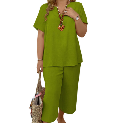 📢📢Oferta especial: 60 % de descuento por tiempo limitado⌚️✨Novedades de primavera ✨🌺 Conjunto de mujer compuesto por una camiseta informal de manga corta y unos pantalones de pierna ancha