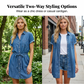 Vestido de mujer casual camisa de denim con cordón de cintura