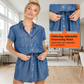 Vestido de mujer casual camisa de denim con cordón de cintura
