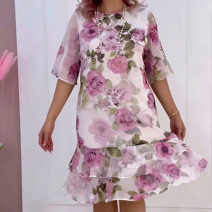💎 -¡50% DE DESCUENTO EN VESTIDO DE MUJER CON VOLANTES CON ESTAMPADO FLORAL Y ESCALONES! 💎 Ligero, fluido y versátil para cualquier ocasión ✨