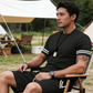 Conjunto de dos piezas para hombre: camiseta a rayas y pantalones cortos
