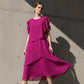 Elegante vestido en capas con mangas con volantes