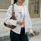 Chaqueta corta de lunares para mujer con cuello alto