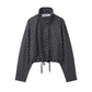Chaqueta corta de lunares para mujer con cuello alto