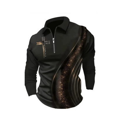 Camisa informal retro de manga larga con cremallera para hombre