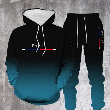 Conjunto de chándal degradado para hombre – Sudadera con capucha y pantalón deportivo