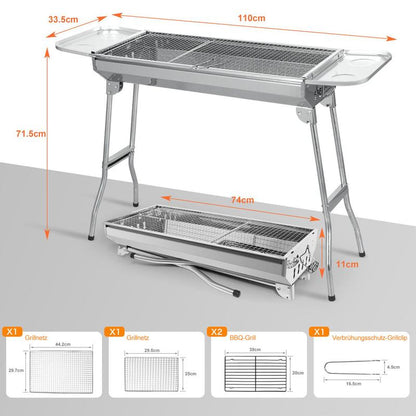 🎁【Regalos por tiempo limitado para los 50 primeros】⌚️🍖Parrilla plegable portátil – Parrilla de pie de acero inoxidable | Parrilla plegable para acampada con asa de transporte – ideal para picnics, el balcón y aventuras al aire libre 🔥✨