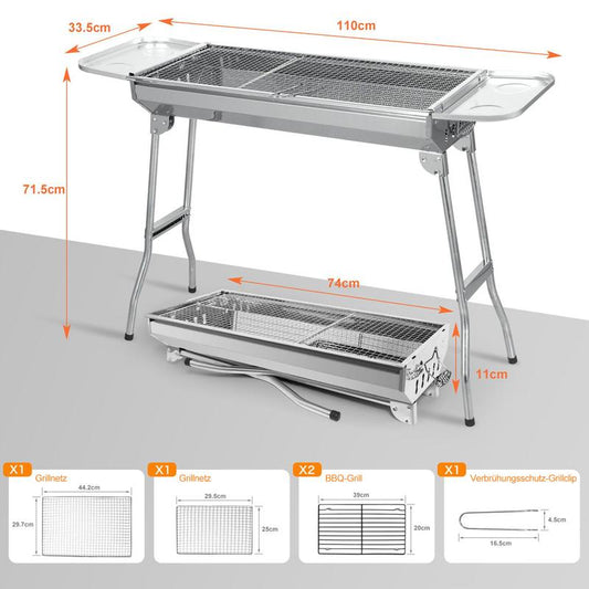 🎁【Regalos por tiempo limitado para los 50 primeros】⌚️🍖Parrilla plegable portátil – Parrilla de pie de acero inoxidable | Parrilla plegable para acampada con asa de transporte – ideal para picnics, el balcón y aventuras al aire libre 🔥✨