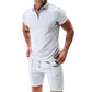 📢📢30% OFF !! ⏰Summer Casual Zip-Neck Shirt & Shorts Set