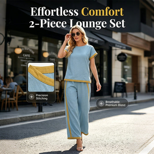 👗 ¡OFERTA ESPECIAL 50% DE DESCUENTO! 💃 Conjunto Casual de Dos Piezas para Mujer – Detalles en Contraste, Tela Ligera ✨