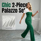 Elegante rayas de la camiseta de solapa y pantalones de Palazzo 2 piezas