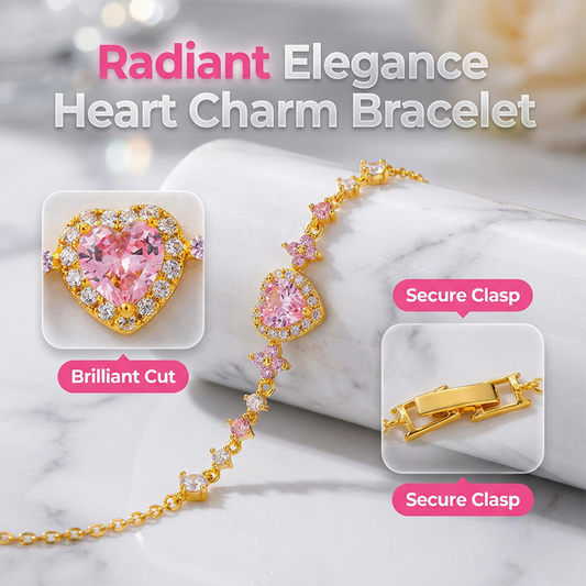 Elegante pulsera de diamante sintético en forma de corazón