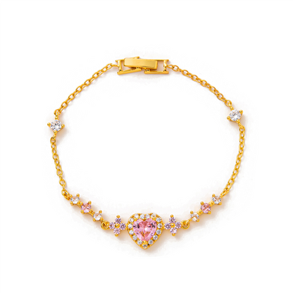 Elegante pulsera de diamante sintético en forma de corazón