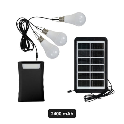 Sistema de iluminación LED alimentado por energía solar con 3 bombillas