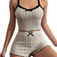 Cami de punto con costillas y pantalones cortos Pajama Set