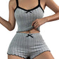 Cami de punto con costillas y pantalones cortos Pajama Set