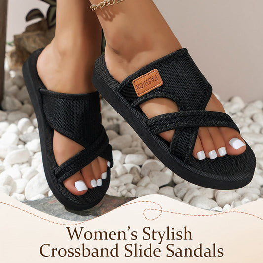 Sandalias de deslizamiento con banda cruzada elegantes para mujeres