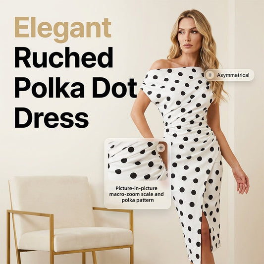White & Black Polka Dot Asymmetrical Dress