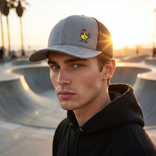 Witty Chicken Embroidered Snapback Cap