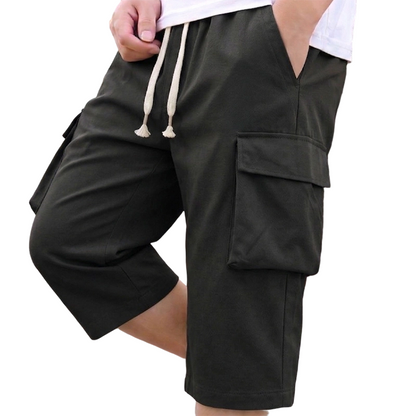 Casual Capri Cargo Shorts con cordón de cintura para hombre