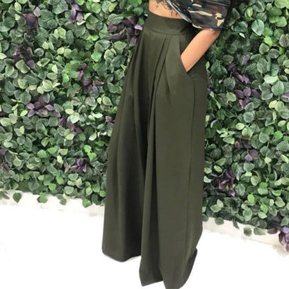 Pantalones elegantes de cintura alta para mujer