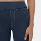 Leggings casuales de mezclilla de punto elástico con bolsillo lateral trasero de talle alto