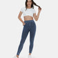 Leggings casuales de mezclilla de punto elástico con bolsillo lateral trasero de talle alto