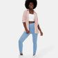 Leggings casuales de mezclilla de punto elástico con bolsillo lateral trasero de talle alto