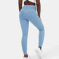Leggings casuales de mezclilla de punto elástico con bolsillo lateral trasero de talle alto