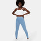 Leggings casuales de mezclilla de punto elástico con bolsillo lateral trasero de talle alto