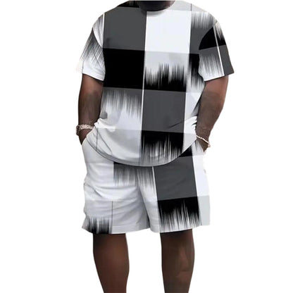 Conjunto de pantalones cortos y camiseta con estampado abstracto para hombres