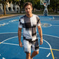 Conjunto de pantalones cortos y camiseta con estampado abstracto para hombres