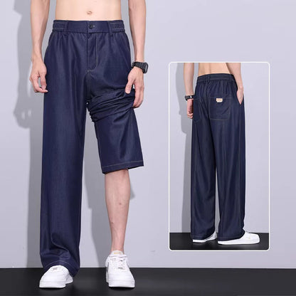 Pantalones rectos casuales de piernas anchas para hombres