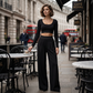 Mujeres Casual Crop Top & Pantalones de piernas anchas Conjunto