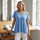 Camiseta fluida plisada de ajuste suelto casual