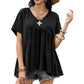 Camiseta fluida plisada de ajuste suelto casual