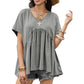 Camiseta fluida plisada de ajuste suelto casual