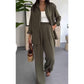 Mujeres moda color sólido suelto camisa casual pantalones de piernas anchas dos piezas