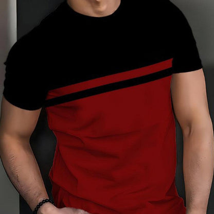 Camiseta cuello tripulación color-bloque hombre