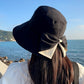 Mujeres Bowknot ancho borde sombrero protector del sol