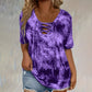 Women's Tie-Dye Lace-Up V-Neck T-Shirt