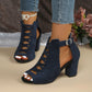 Sandalias de tacón grueso Peep-Toe para mujer