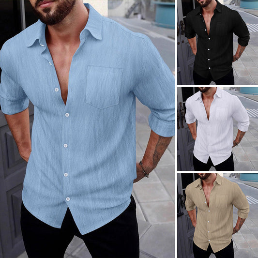 Camisas de lino de manga larga para hombre (50% OFF)