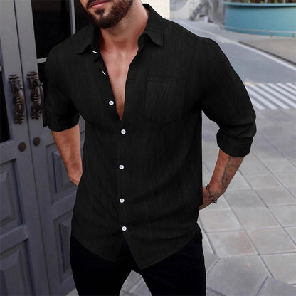 Camisas de lino de manga larga para hombre (50% OFF)