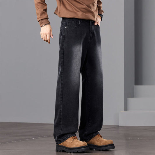 Vaqueros de piernas anchas de lavado vintage para hombres